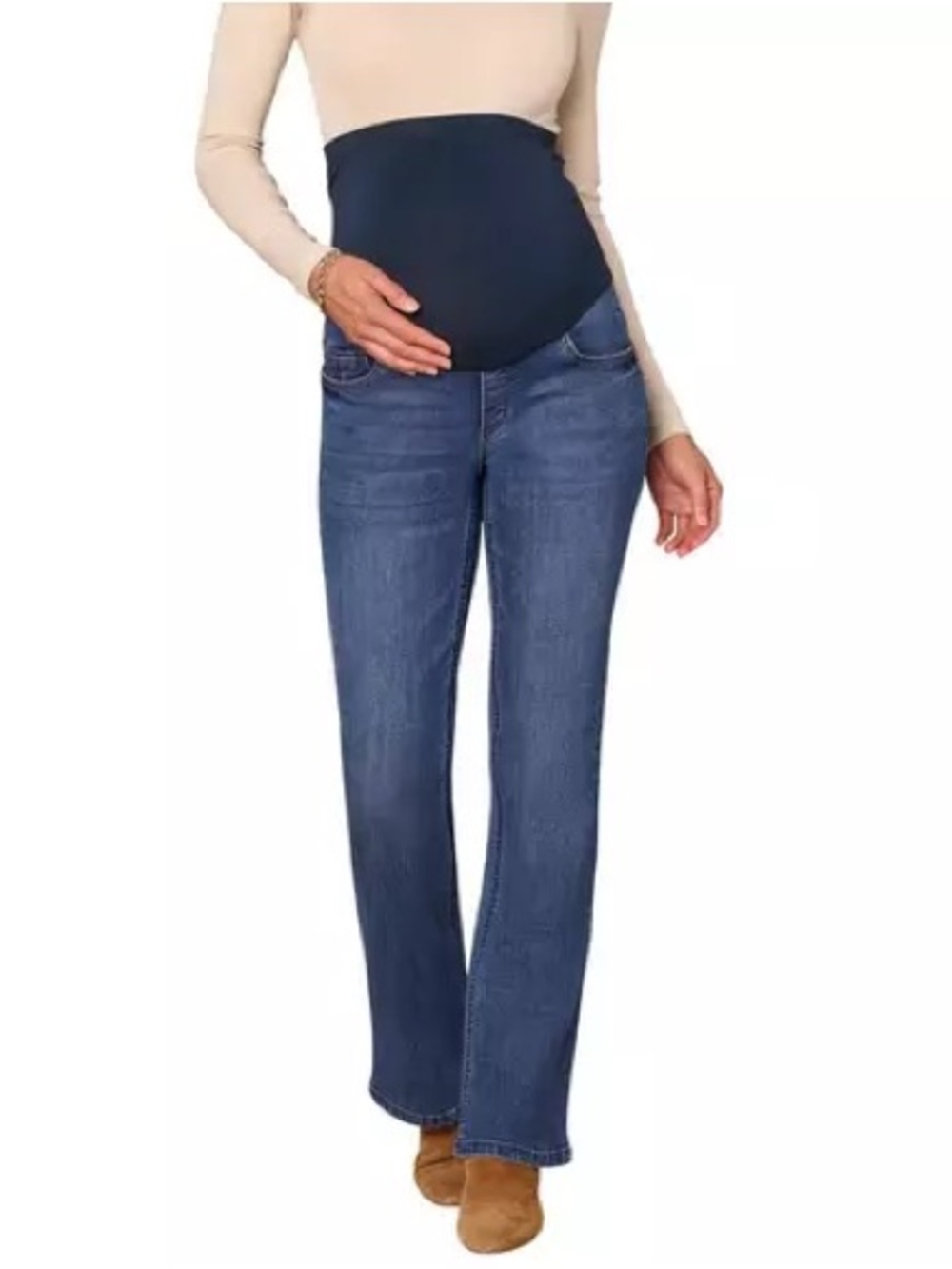Democracy Maternity Straight-Leg Jeans with Dark Blue Panel